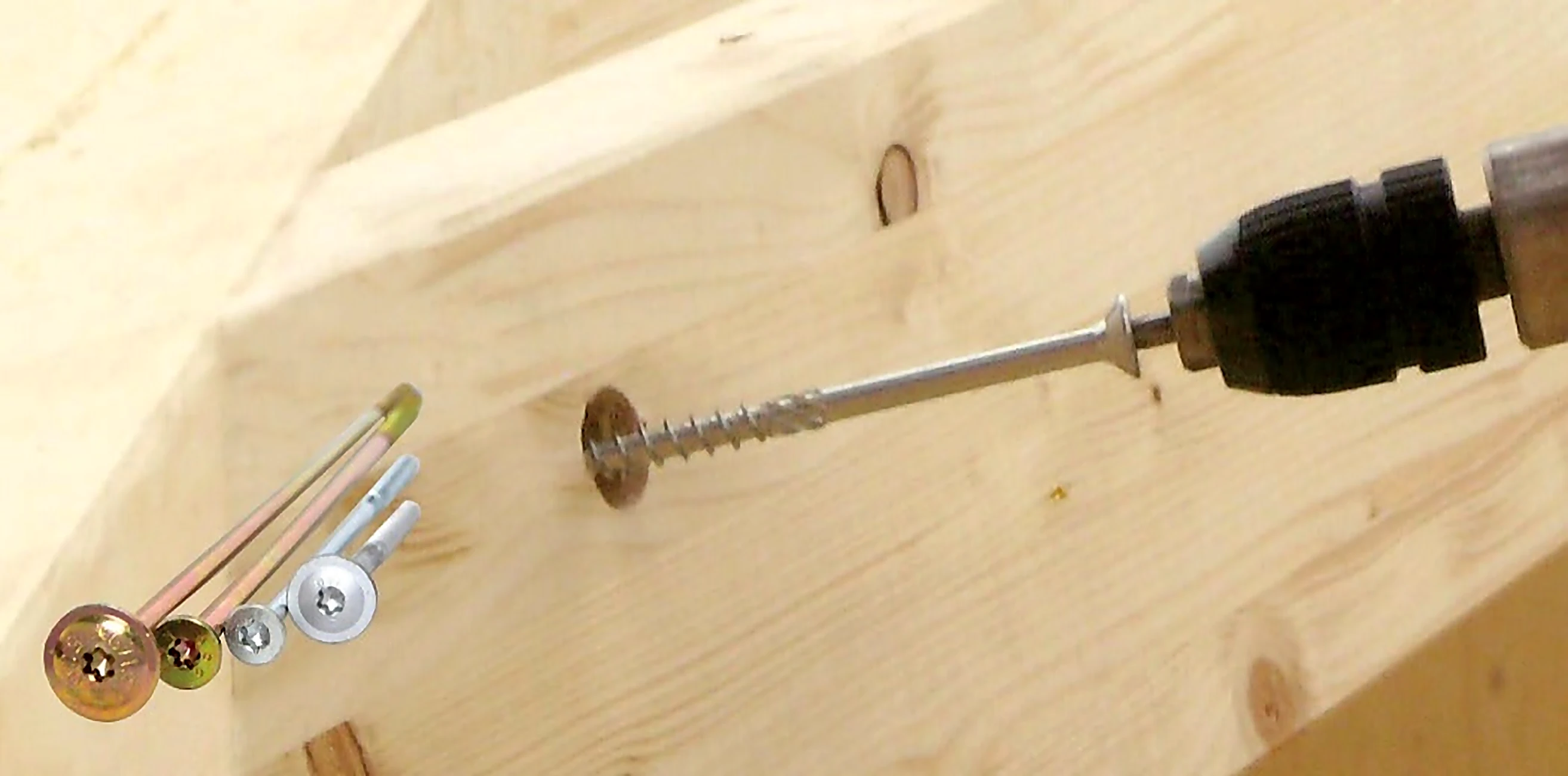 Structural wood screw driven into timber