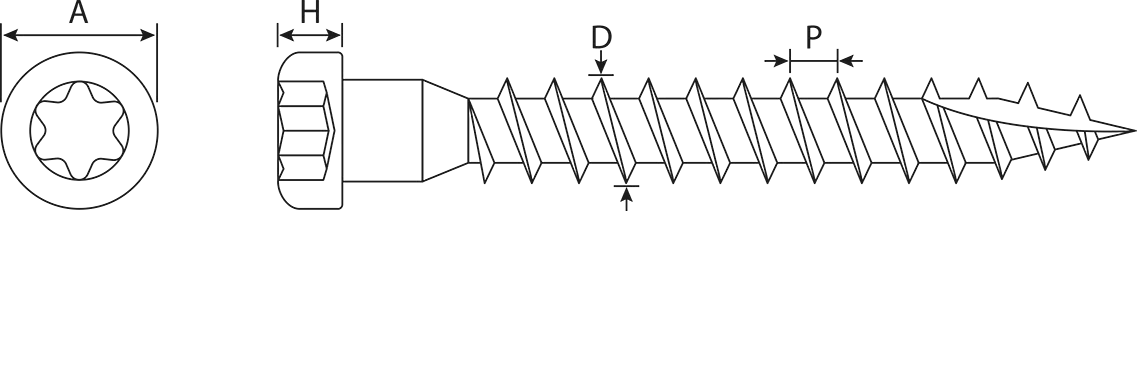 Technical drawing — Wood Angle-Bracket Screws — Pan Head with Reinforced Neck